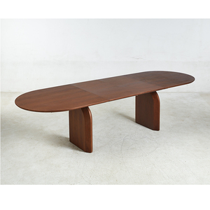 Khuyến Mãi Cổ Phiếu Đồ Nội Thất Nhà Hình Bầu Dục MDF Óc Chó Veneer Gỗ Mở Rộng 200Cm Để 300Cm Bàn Ăn - Product Image 1