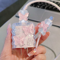 Protecteur de Chargeur de Téléphone en Gros 18W 20W Kawaii Mignon Cartoon 3D Papillon Rose à Colle Coulée