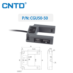 CNTD CGU50-50 thang máy cảm biến chuyển đổi quang điện có thể điều chỉnh khoảng cách phát hiện U loại khe công nghệ điện trở ba dây - Product Image 3