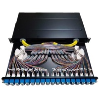Kotak Terminal Serat Optik Rak Tipe Geser 1U 19'' LC 144 Core Kepadatan Tinggi ODF Panel Patch Serat Optik 18 Port