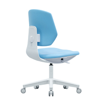 Chaise de laboratoire moderne en PU bleue, facile à nettoyer, réglable en hauteur, pivotante, avec mécanisme d'inclinaison pour hôpital, maison, bureau, atelier