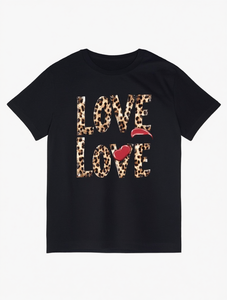 T-shirt da donna leggera con stampa leopardata, a maniche corte, girocollo, casual, primavera estate, 100% cotone jersey, vestibilità comoda - Product Image 1