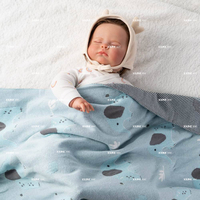 Couverture bébé en coton doux jacquard animalier OEM, 100% coton, double face, jacquard éléphant, tricotée, pour toutes les saisons