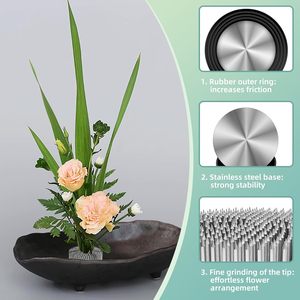 ที่จัดดอกไม้แบบกิ๊บเหล็กสแตนเลส Kenzan Ikebana สำหรับตกแต่งบ้านและสวน ทนทาน หรูหรา - Product Image 2