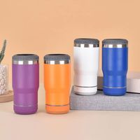 Pendingin Kaleng 14Oz Tumbler Dinding Ganda Stainless Steel Pendingin Kaleng Perjalanan USB Musik Dengan Speaker Bluetooth Botol Air Mobil