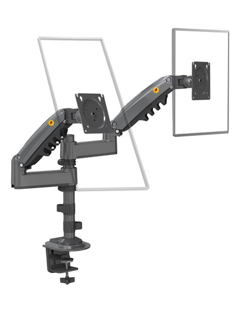 NB NEW H180 17"-27" Double Monitor Desk Holder Arm Gas Spring Full Motion LCD TV Mount 2-9kg Ergonomic Dual Arm Clamp Bracket