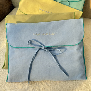 Custom 12oz Cotton <b>Envelope</b> Pouch Ribbon Tie Closure Embroidered Logo for Clothes Shoes Handbags-for <b>Gift</b> Packing Flap Sealing - Product Image 1
