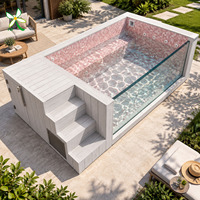 Piscine hors sol en fibre de verre, jacuzzi spa modulaire de style resort haut de gamme, installation facile, taille personnalisée.