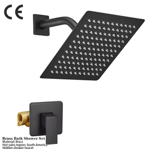 Ensemble de douche à poignée unique en laiton caché, best-seller en Amérique du Sud, avec noyau de vanne en céramique, pomme de douche rectangulaire à grande surface - Product Image 1