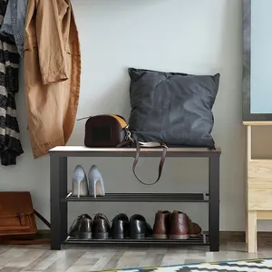 现代鞋架橱柜储物抽屉收纳器木制长凳客厅家具木制鞋架设计图片