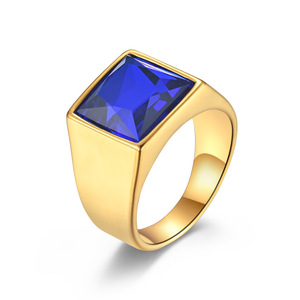Anillos Cuadrados de Cristal Brillante para Mujer, Chapados en Oro, de Acero Inoxidable con Circonita - Product Image 2