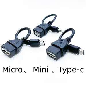 Grosir Cetakan Kualitas Tinggi Tipe USB 2.0 A Wanita untuk Tipe C Micro USB MINI B USB Kabel OTG untuk Kamera Ponsel