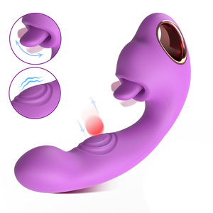 <span class=keywords><strong>Olina</strong></span> Vibromasseur 3-en-1 vibrant, avec fonctions de léchage de langue et de stimulation du point G, pour femme adulte, 7 fréquences, Latex Bourgogne/Violet - Product Image 4