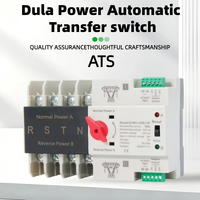 Commutateur de transfert automatique double alimentation 4P 4 pôles 3 phases 63A 100A AC 110V/220V Rail DIN Mini ATS Commutateurs de transfert automatique