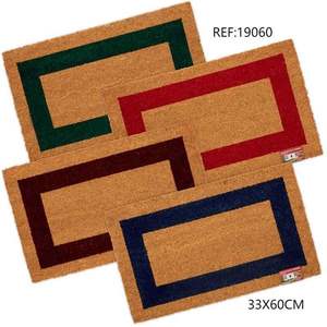 COCO VERACRUZ Tapete de Entrada Hecho a Mano con Patrón Geométrico Tradicional 33x60cm Material de Fibra de Coco Colores Surtidos para Uso Doméstico - Product Image 1