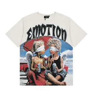 เสื้อยืดสตรีทแวร์ลายกราฟิกสำหรับผู้ชาย คุณภาพสูง เนื้อผ้าหนา 100% คอตตอน ผสมผสานอารมณ์แบบสปอร์ต แขนสั้น สไตล์ลำลอง - Product Image 5