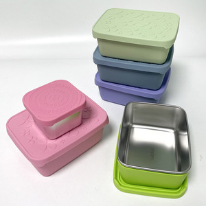 Boîte à lunch en acier inoxydable Boîte à lunch supérieure en silicone Couvercle en silicone transparent Boîte à lunch en acier inoxydable - Product Image 2