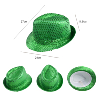 Chapeau Fedora de performance Hip-Hop tendance et élégant, orné de paillettes, idéal pour les fêtes d'Halloween, du Ramadan et de remise des diplômes