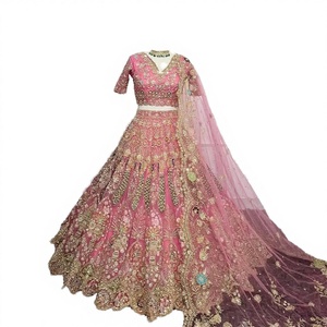 Lehenga Choli Tradicional Indio Rojo de Diseñador, Sin Coser, Último Modelo para Bodas y Fiestas, Organza, Corte Ajustado, Directo de Surat, Superventas - Product Image 2