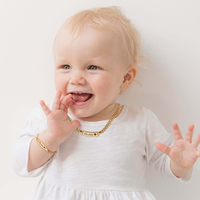 Ensemble de bijoux pour bébé et enfant Jietao avec barre d'identification personnalisée, chaîne cubaine, gravure personnalisée, collier en acier inoxydable assorti, hypoallergénique