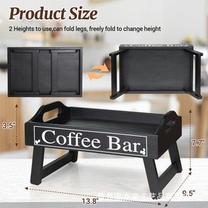 ที่จัดเก็บอุปกรณ์กาแฟไม้เนื้อแข็งพร้อมตะขอและถาดสำหรับจัดเก็บและเสิร์ฟในครัว - Product Image 4