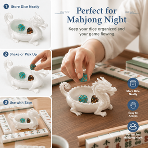 Vassoio per dadi a forma di drago stampato in 3D, vassoio per dadi mahjong a forma di drago, accessori decorativi per giochi da tavolo - Product Image 2