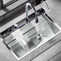 Robinet intelligent à affichage numérique en acier inoxydable pour évier de cuisine, multifonctionnel, argenté, grand, à fente unique