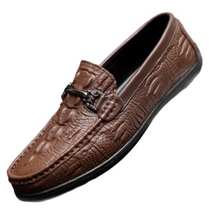 <span class=keywords><strong>Mocasines</strong></span> de Cuero Suave con Patrón de Cocodrilo para Hombre, Zapatos Casuales con Hebilla Metálica para Negocios y Desplazamientos - Product Image 5