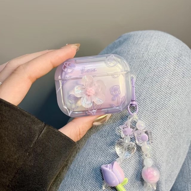 Girl's Heart Three-dimensional Flower Embossed Cartoon for Pro2 Silicone Protective Case for 3rd Generation Earphones
