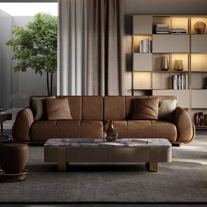 Ensemble de canapés Twin Peaks en cuir italien au design moderne et simple 2025, luxe léger, cuir véritable pour grands appartements, rangée droite - Product Image 3