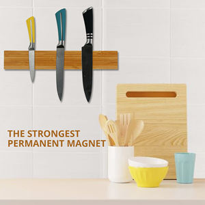 Youlike - Porta Cuchillos y Tenedores de Cocina de Bambú Ecológico, Moderno, Magnético, para Montar en la Pared, con Bolsa Enrollable para un Almacenamiento Práctico - Product Image 3