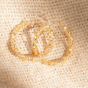 Orecchini a Cerchio in Oro Bianco E403 con Cristalli e Strass, Gioielli Trendy da Festa per Donne - Product Image 2