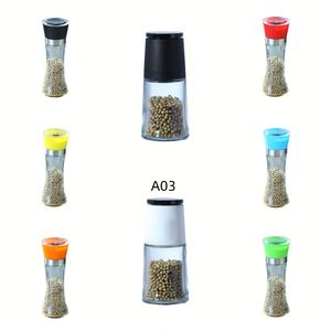 Juego de Molinillos de Sal y Pimienta de Acero Inoxidable de 200 ml con Tapa y Ajuste de Grosor, Frasco de Vidrio para Especias, Molinillo Manual de Pimienta Negra - Product Image 3