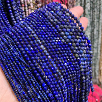 Vente en gros pierre de rocaille naturelle 2mm 3mm 4mm coupe à facettes minuscules perles rondes en vrac bleu Lapis Lazuli pour la fabrication de bijoux