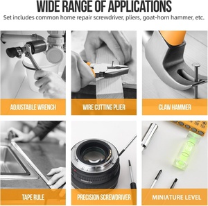 Ensemble d'outils pour la maison de 20 pièces, trousse d'outils ménagers avec marteau, clé à molette, tournevis, plus petite boîte de transport mini pour hommes et femmes, bricolage (jaune) - Product Image 5