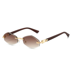 Gafas de Sol Poligonales Sin Montura, Degradado Marrón, UV400, Unisex, para Conducir, a la Moda - Product Image 1