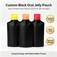 Pochette personnalisée noire pour échantillons liquides 5ml 10ml 15ml, finition mate ou brillante, avec trou de suspension, en plastique, pour emballage d'échantillons de cosmétiques liquides et gels