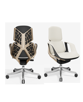 Chaise de bureau pivotante ergonomique de luxe moderne en cuir de vache véritable pour patron, directeur
