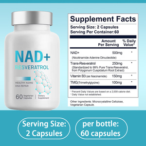 Suplemento Dietético de Vitaminas Antioxidantes con Resveratrol y NAD Plus de Marca Privada OEM ODM <span class=keywords><strong>para</strong></span> <span class=keywords><strong>Adultos</strong></span>, 60 Cápsulas - Product Image 2