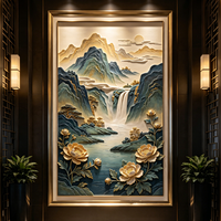 Décoration Murale Cascade de Fleurs Luxueuse - Grande Peinture Paysagère Chinoise Moderne Modèle W136 d'Origine Chine pour Entrée