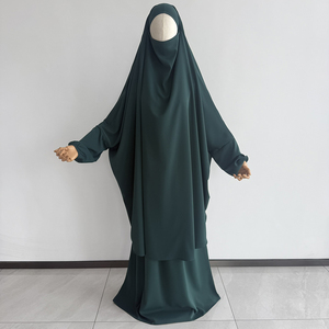 Set da Preghiera Modesto Nida per Eid e Ramadan, Khimar Fatto a Mano, Niqab in 2 Pezzi con Gonna a Coulisse e Tasche, Vendita all'Ingrosso per Musulmane, in Poliestere - Product Image 5