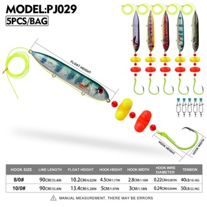 Nouveau lot <span class=keywords><strong>de</strong></span> 5 pièces par sac 8/0 #   10/0 #   <span class=keywords><strong>Leurre</strong></span> flottant pour poisson-chat, type crayon, avec perles flottantes, hameçon monté sur <span class=keywords><strong>leurre</strong></span>, pour eau douce et eau salée - Product Image 2