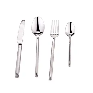 Portable luxury party 4pcs knife fork and spoon reusable metal stainless steel cutlery set for restaurant