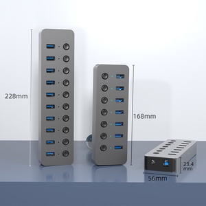 Hub <span class=keywords><strong>USB</strong></span> 3.0 de <span class=keywords><strong>10</strong></span> Puertos de Alta Velocidad de Aluminio, 5Gbps, Adaptador de Corriente de 36W, Venta al Por Mayor de Fábrica, en Stock - Product Image 4