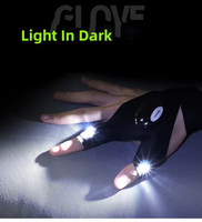Gants de Pêche LED Étanche avec Lumière pour Nuit, Gants sans Doigts Flexibles et Portables pour le Travail, la Pêche et les Sports de Plein Air