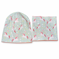 Ensemble 2 pièces bonnet et cache-cou tricoté pour enfants, ajustable, motif animal de dessin animé, pour le ski et les activités de plein air, avec logo personnalisé - Ensembles en jersey chaud à boucles