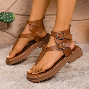 Women New Style Clip-Toe Thick-Soled Roman Summer Belt Buckle Wedge <b>Sandals</b> High-Top <b>Sandals</b> - Product Image 1