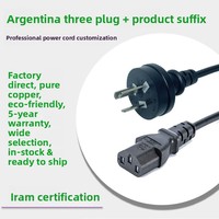 Câble d'alimentation certifié KMD Argentine à trois broches en forme de T, type Mickey-tail ; Câble de charge pour véhicule électrique ; Câble d'alimentation ignifuge