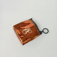 Sac de rangement portable en PVC marron avec fermeture éclair, mini pochette cosmétique, porte-monnaie, étui à rouge à lèvres, boucles d'oreilles, bijoux, porte-clés, logo personnalisé