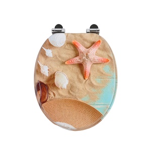 Abattant de toilettes en MDF imprimé sur mesure, à fermeture douce, avec charnières en alliage de zinc, design marbre, pour salle de bain - Product Image 3